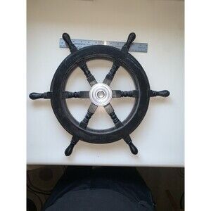 Deluxe Class 16.5” Wood and Chrome Decorative Pirate Ship Steering Wheel